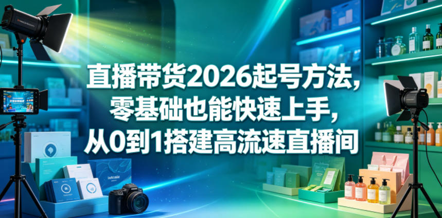 直播带货2026起号方法,零基础也能快速上手,从0到1搭建高流速直播间-小行网创