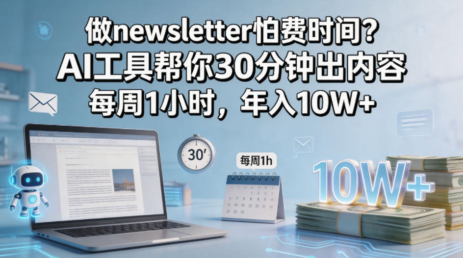 做newsletter怕费时间？AI工具帮你30分钟出内容，每周1小时，年入10W+！【原创双语字幕】-小行网创