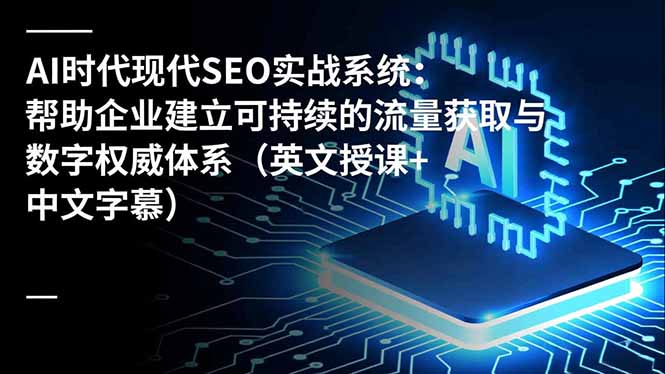 AI时代现代SEO实战系统：帮助企业建立可持续的流量获取与数字权威体系(英文授课+中文字幕-小行网创