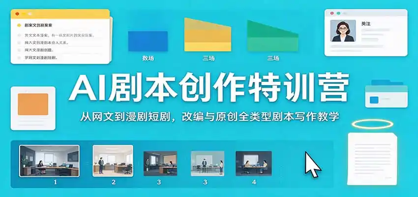 AI剧本创作特训营：从网文到漫剧短剧，改编与原创全类型剧本写作教学-小行网创