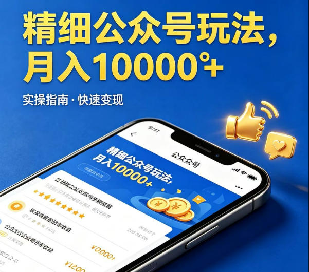 精细化公众号玩法，我们给你提供文章，你来负责发布，收益可观，月入1W+【揭秘】-小行网创