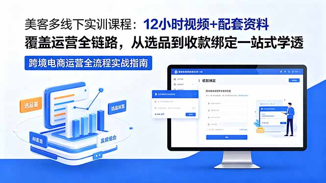美客多线下实训课程:12小时视频+配套资料覆盖运营全链路,从选品到收款绑定一站式学透-小行网创