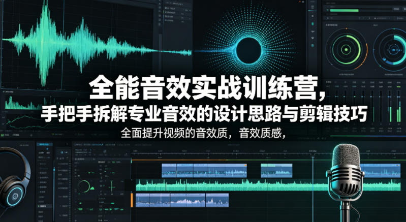 全能音效实战训练营，手把手拆解专业音效的设计思路与剪辑技巧，全面提升视频的音效质感-小行网创
