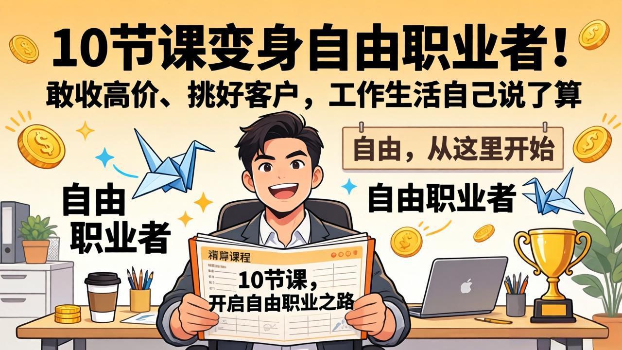 10 节课变身自由职业者！敢收高价、挑好客户，工作生活自己说了算-小行网创