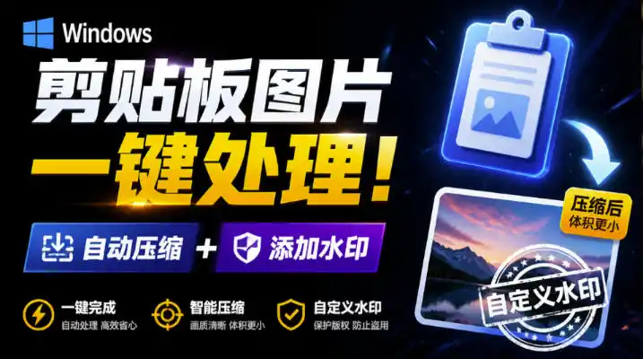 Windows剪贴板复制图片后,体积会暴涨数百倍?剪贴板图片一键自动压缩及添加水印工具-小行网创
