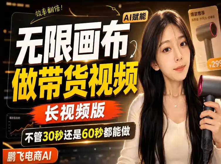 【保姆级教程】无限画布搭建长带货视频,拼接不翻车全程一致,小白跟着步骤也能上手-小行网创