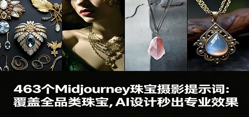 463个Midjourney珠宝摄影提示词：覆盖全品类珠宝，AI设计秒出专业效果-小行网创