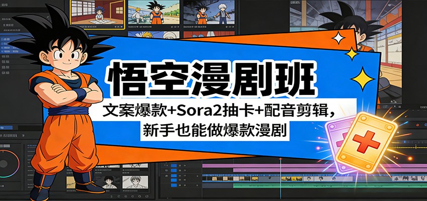 悟空漫剧班：文案爆款+Sora2抽卡+配音剪辑，新手也能做爆款漫剧-小行网创