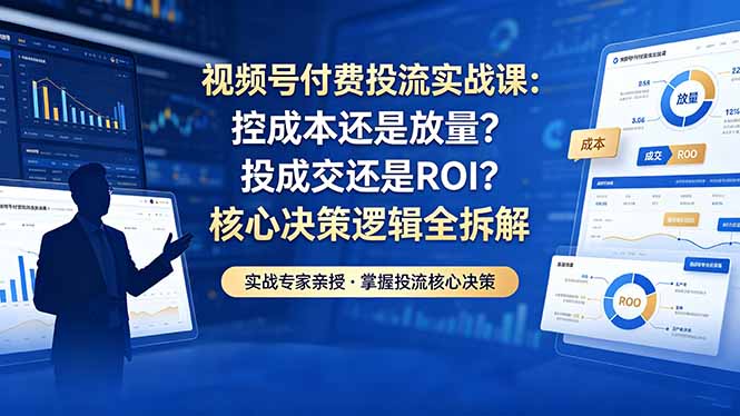 视频号付费投流实战课-5月:控成本还是放量?投成交还是ROI?核心决策逻辑全拆解-小行网创