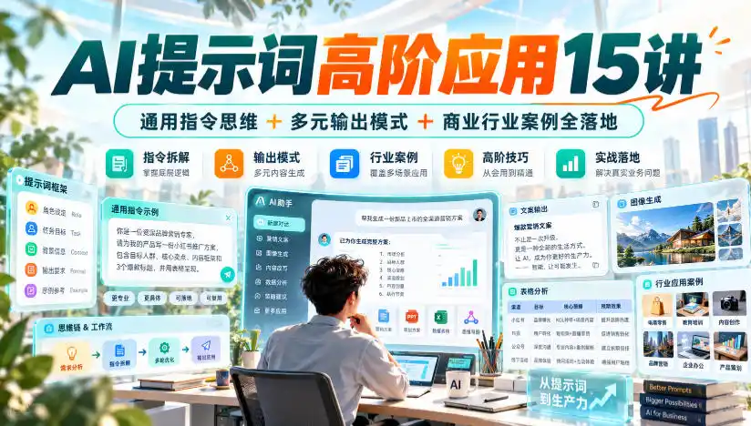 AI提示词高阶应用15讲｜通用指令思维+多元输出模式+商业行业案例全落地-小行网创