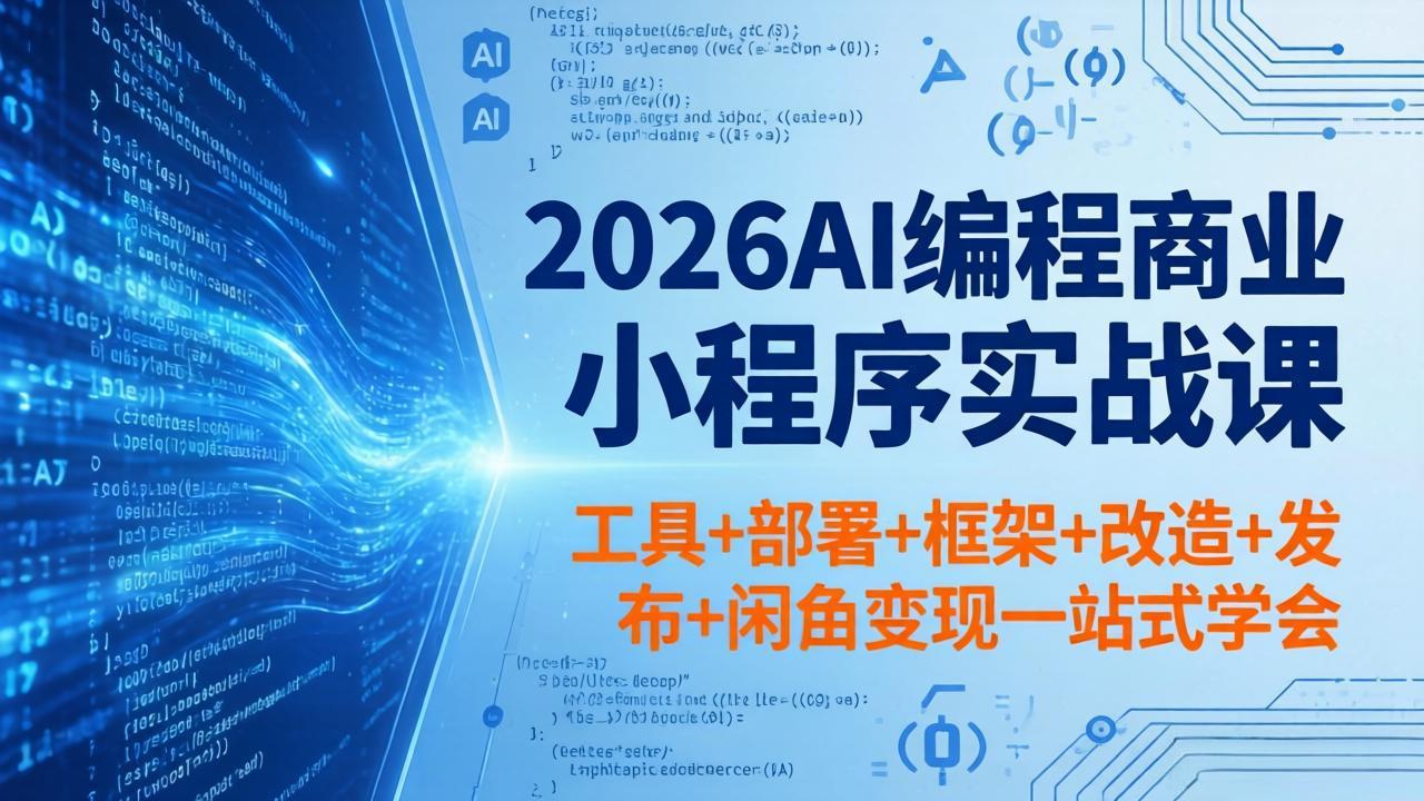 2026AI编程商业小程序实战课，工具+部署+框架+改造+发布+闲鱼变现一站式学会-小行网创