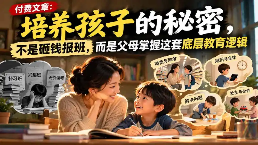 付费文章：培养孩子的秘密，不是砸钱报班，而是父母掌握这套底层教育逻辑-小行网创