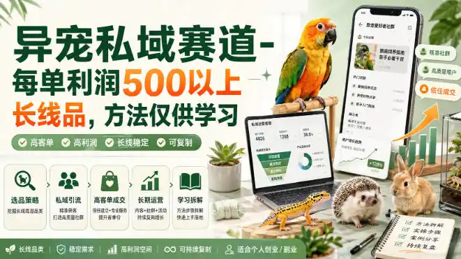 异宠私域赛道-每单利润500以上长线品，方法仅供学习-小行网创