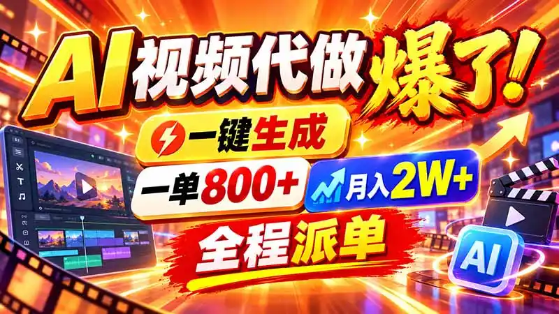 2026年底新赛道，AI视频代做一单800+，小白可做，告别打工-小行网创
