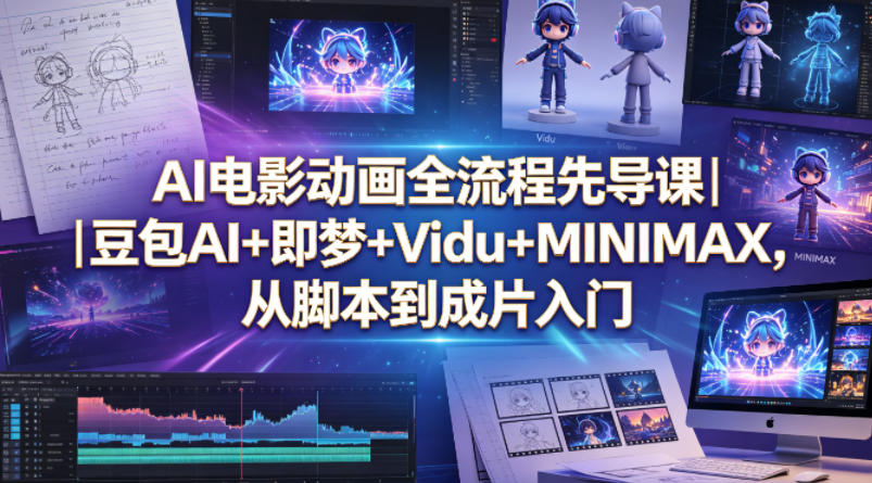 AI电影动画全流程先导课｜豆包AI+即梦+Vidu+MINIMAX，从脚本到成片入门-小行网创