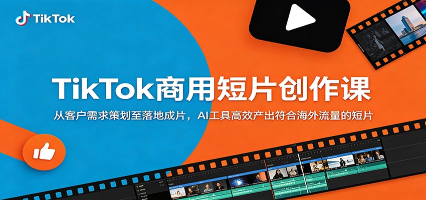 TikTok商用短片创作课：从客户需求策划至落地成片，AI工具高效产出符合海外流量的短片-小行网创