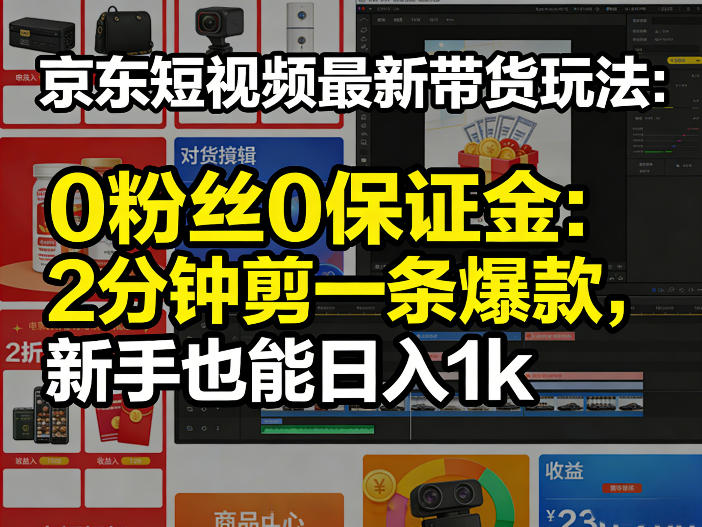 京东短视频最新带货玩法，0粉丝0保证金，2分钟剪一条爆款，新手也能日入1k+【揭秘】-小行网创