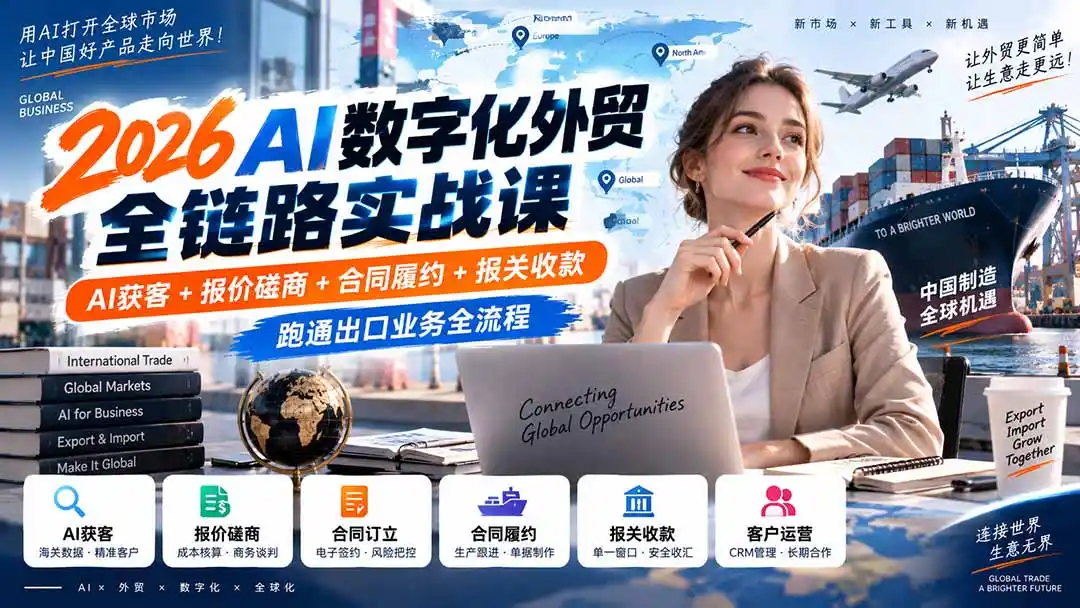2026AI数字化外贸全链路实战课：AI获客+报价磋商+合同履约+报关收款，跑通出口业务全流程-小行网创