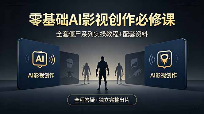 零基础AI影视创作必修课，全套僵尸系列实操教程加配套资料，全程答疑带你独立完整出片-小行网创
