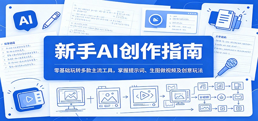 新手AI创作指南:零基础玩转多款主流工具,掌握提示词、生图做视频及创意玩法-小行网创
