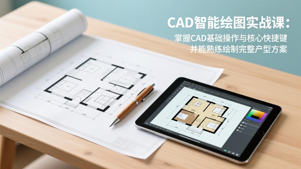 CAD智能绘图实战课：掌握CAD基础操作与核心快捷键，并能熟练绘制完整户型方案-小行网创