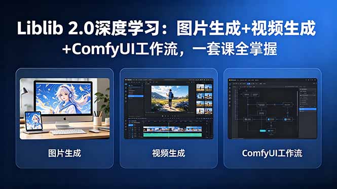 Liblib 2.0深度学习：图片生成+视频生成+ComfyUI工作流，一套课全掌握-小行网创