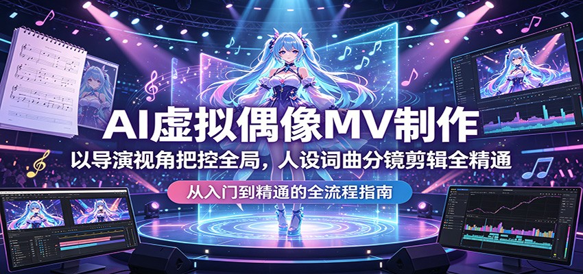 AI虚拟偶像MV制作：以导演视角把控全局，人设词曲分镜剪辑全精通-小行网创