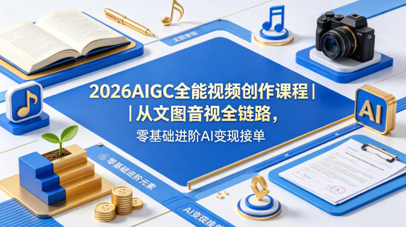 2026AIGC全能视频创作课程｜从文图音视全链路，零基础进阶AI变现接单-小行网创