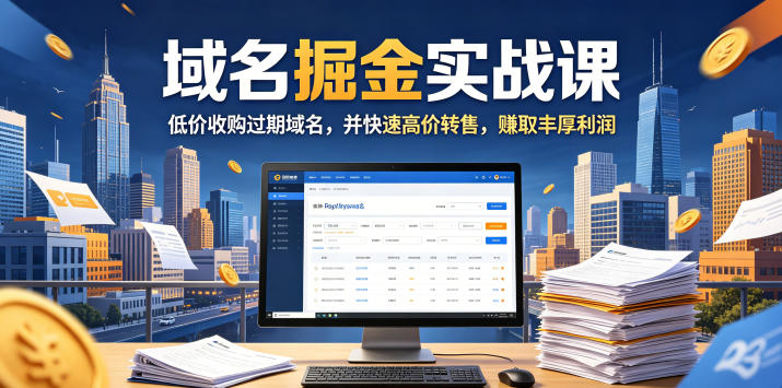 域名交易掘金实战课,低价收购过期域名,并快速高价转售,賺取丰厚利润【原创双语字幕】-小行网创