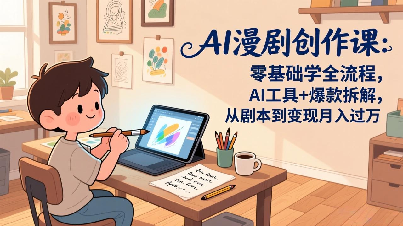 AI漫剧创作课：零基础学全流程，AI工具+爆款拆解，从剧本到变现月入过万-小行网创
