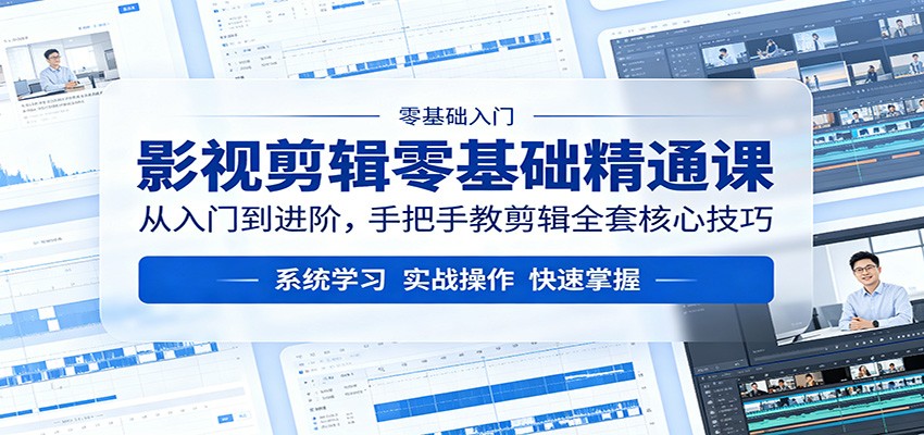 影视剪辑零基础精通课：从入门到进阶，手把手教剪辑全套核心技巧-小行网创