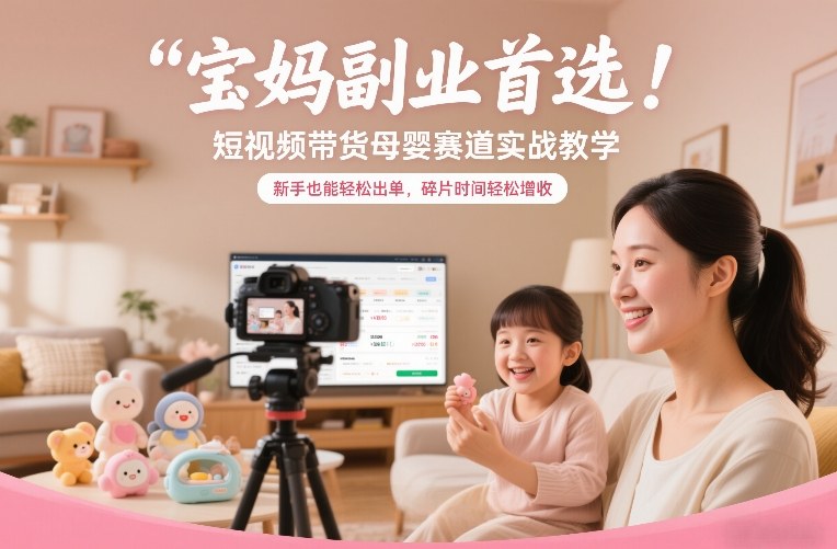 宝妈副业首选！短视频带货母婴赛道实战教学，新手也能轻松出单，碎片时间轻松增收-小行网创