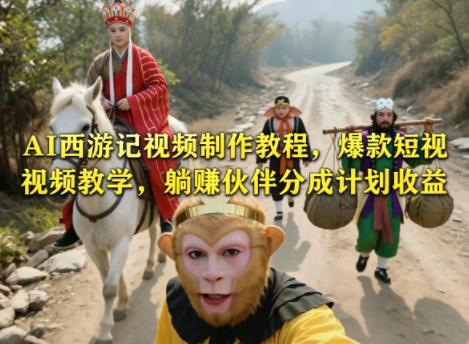 AI西游记视频制作教程，爆款短视频教学，躺賺伙伴分成计划收益-小行网创