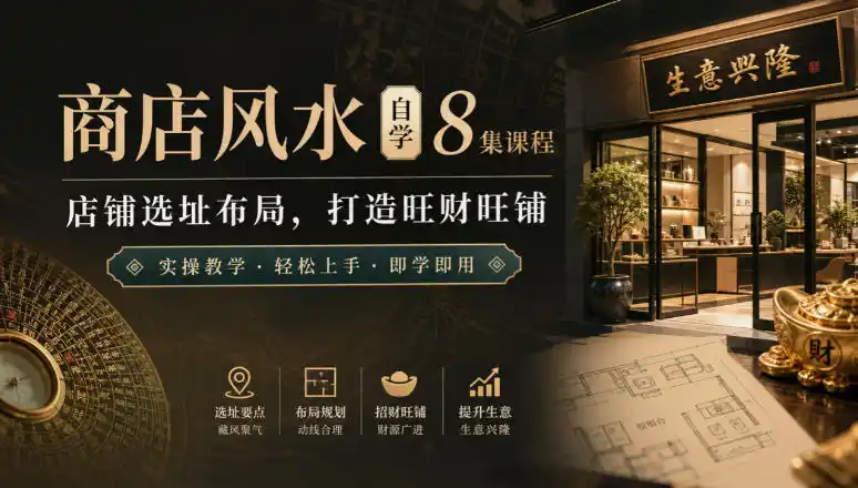 商店风水自学8集课程|店铺选址布局,打造旺财旺铺实操教学-小行网创
