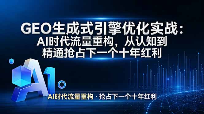 GEO 生成式引擎优化实战：AI时代流量重构，从认知到精通抢占下一个十年红利-小行网创
