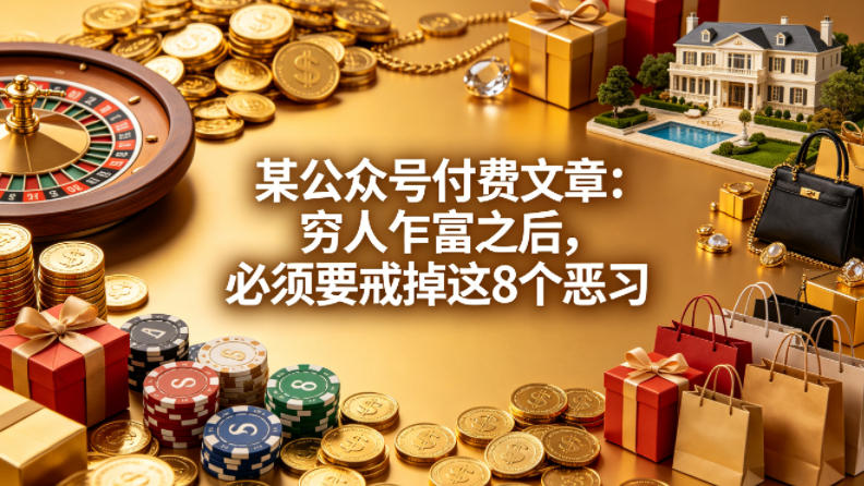 某公众号付费文章：穷人乍富之后，必须要戒掉这8个恶习-小行网创
