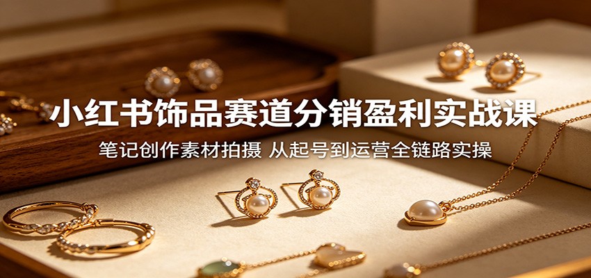 小红书饰品赛道分销盈利实战课:笔记创作素材拍摄,从起号到运营全链路实操-小行网创