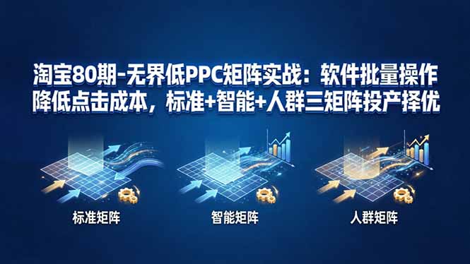 淘宝80期-无界低PPC矩阵实战：软件批量操作降低点击成本，标准+智能+人群三矩阵投产择优-小行网创