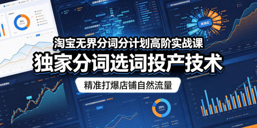 淘宝无界分词分计划高阶实战课,独家分词选词投产技术,精准打爆店铺自然流量-小行网创