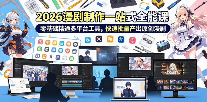 2026 AI漫剧制作一站式全能课,零基础精通多平台工具,快速批量产出原创漫剧-小行网创