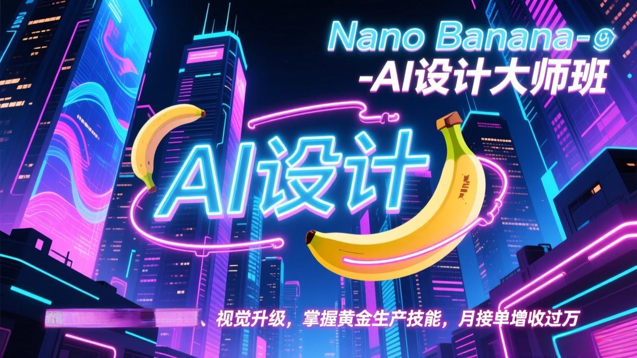 Nano Banana-AI设计大师班，修图合成、广告创作、视觉升级，掌握黄金生产技能，月接单增收过万-小行网创