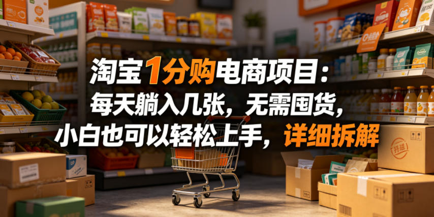 淘宝1分购电商项目:每天躺入几张,无需囤货,小白也可以轻松上手,详细拆解-小行网创