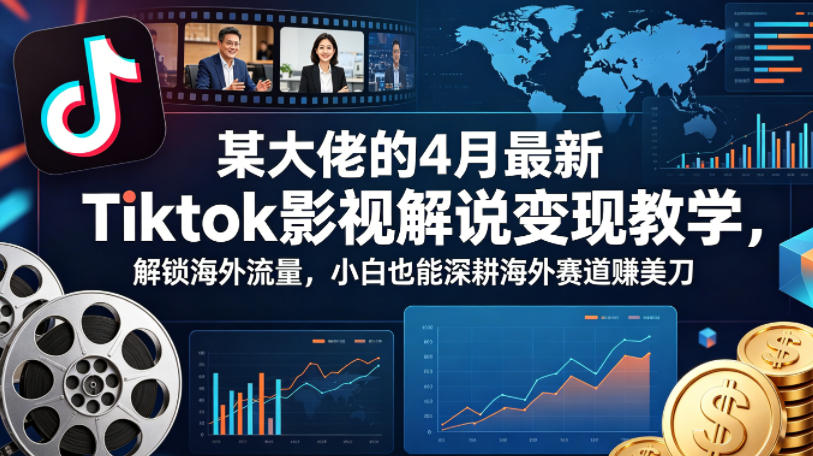 某大佬的4月最新Tiktok影视解说变现教学，解锁海外流量，小白也能深耕海外赛道賺美刀-小行网创
