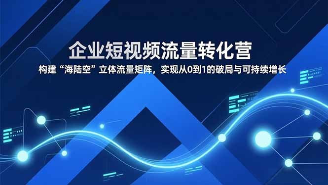 企业短视频流量转化营，构建“海陆空”立体流量矩阵，实现从0到1的破局与可持续增长-小行网创