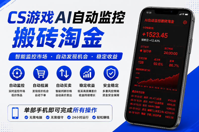 CS游戏AI自动监控搬砖淘金,稳定运行多年,支持任何形式验证,日入300+【揭秘】-小行网创
