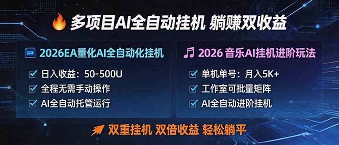 多项目AI自动挂机玩法：双重挂机，双倍收益，轻松躺平-小行网创