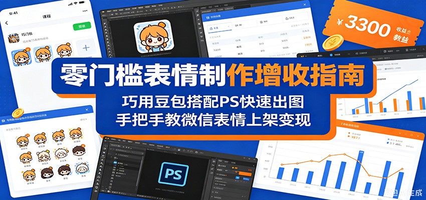 零门槛表情制作增收指南:巧用豆包搭配 PS 快速出图,手把手教微信表情上架变现-小行网创