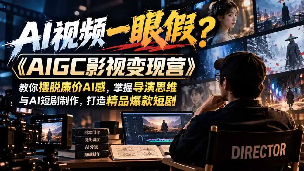 【无水印】AI视频一眼假？《AIGC影视变现营》教你摆脱廉价AI感，掌握导演思维与AI短剧制作，打造精品爆款短剧-小行网创