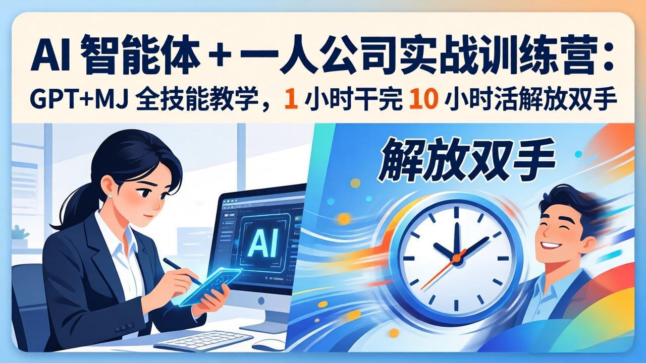 AI 智能体 + 一人公司实战训练营:GPT+MJ 全技能教学,1 小时干完 10 小时活解放双手-小行网创