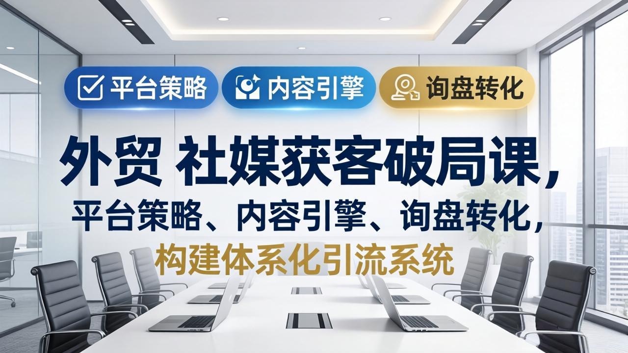 外贸 社媒获客破局课，平台策略、内容引擎、询盘转化，构建体系化引流系统(更新26年3月-小行网创